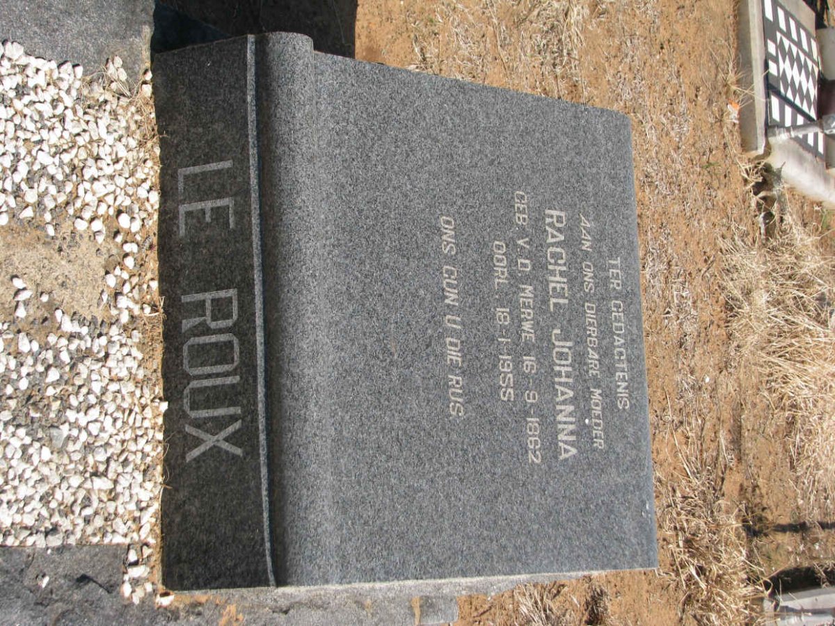 ROUX Rachel Johanna, le nee V.D. MERWE 1862-1955