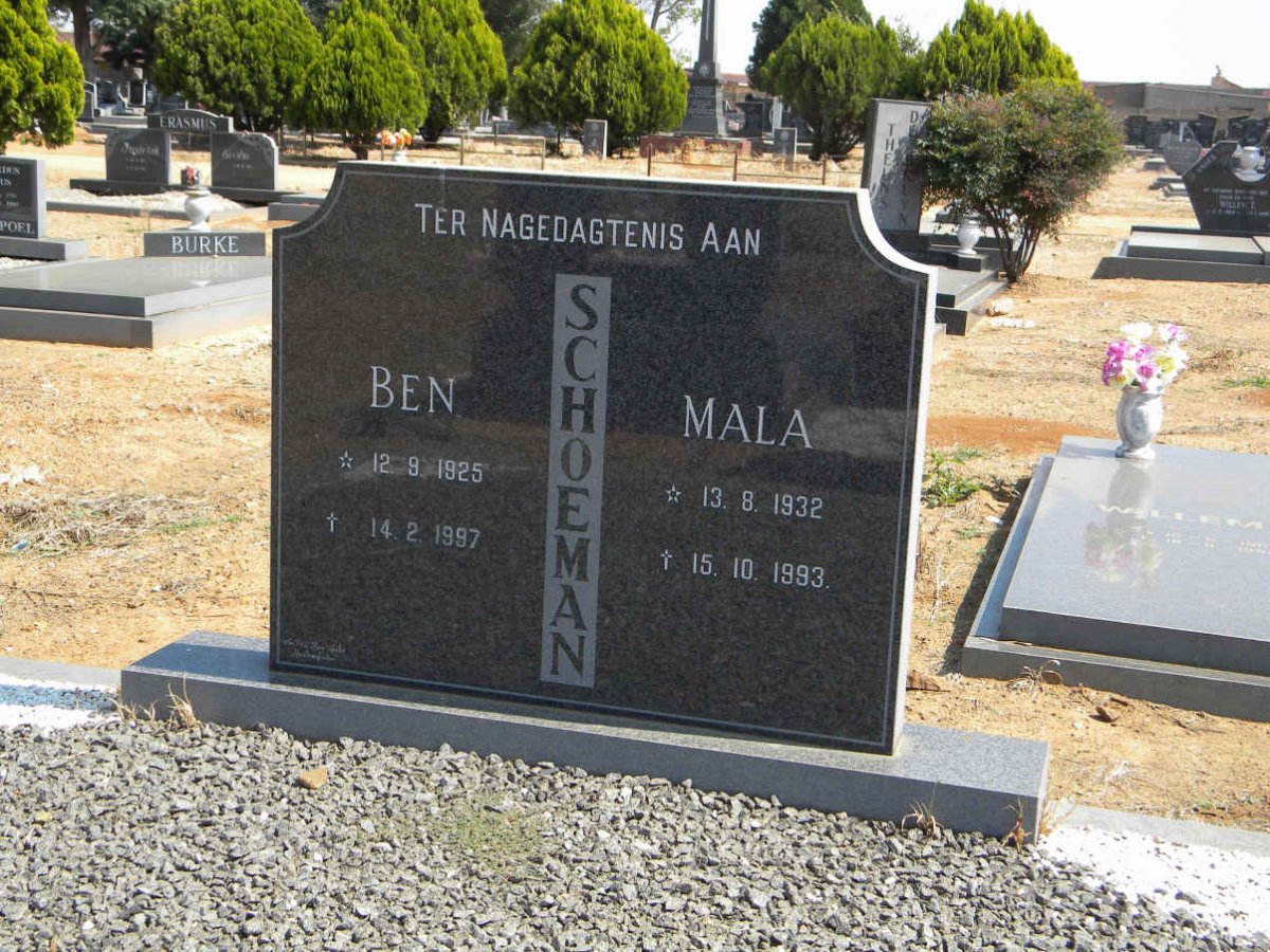 SCHOEMAN Ben 1925-1997 &amp; Mala 1932-1993