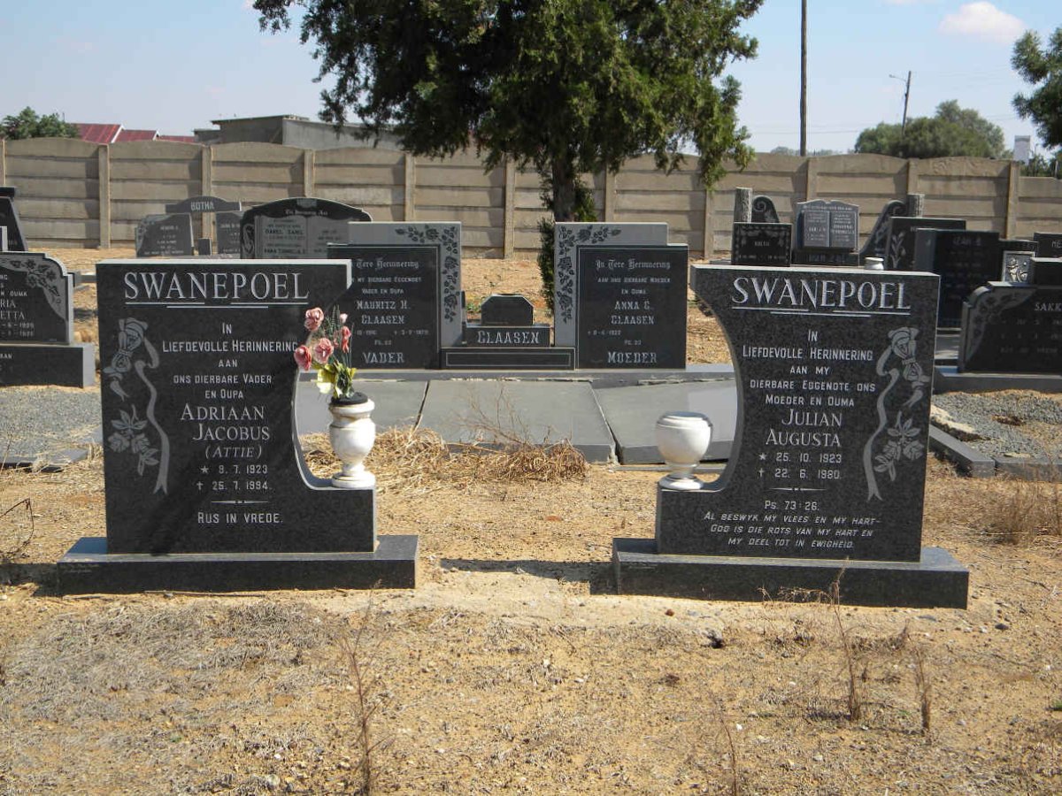 SWANEPOEL Adriaan Jacobus 1923-1994 &amp; Julian Augusta 1923-1980
