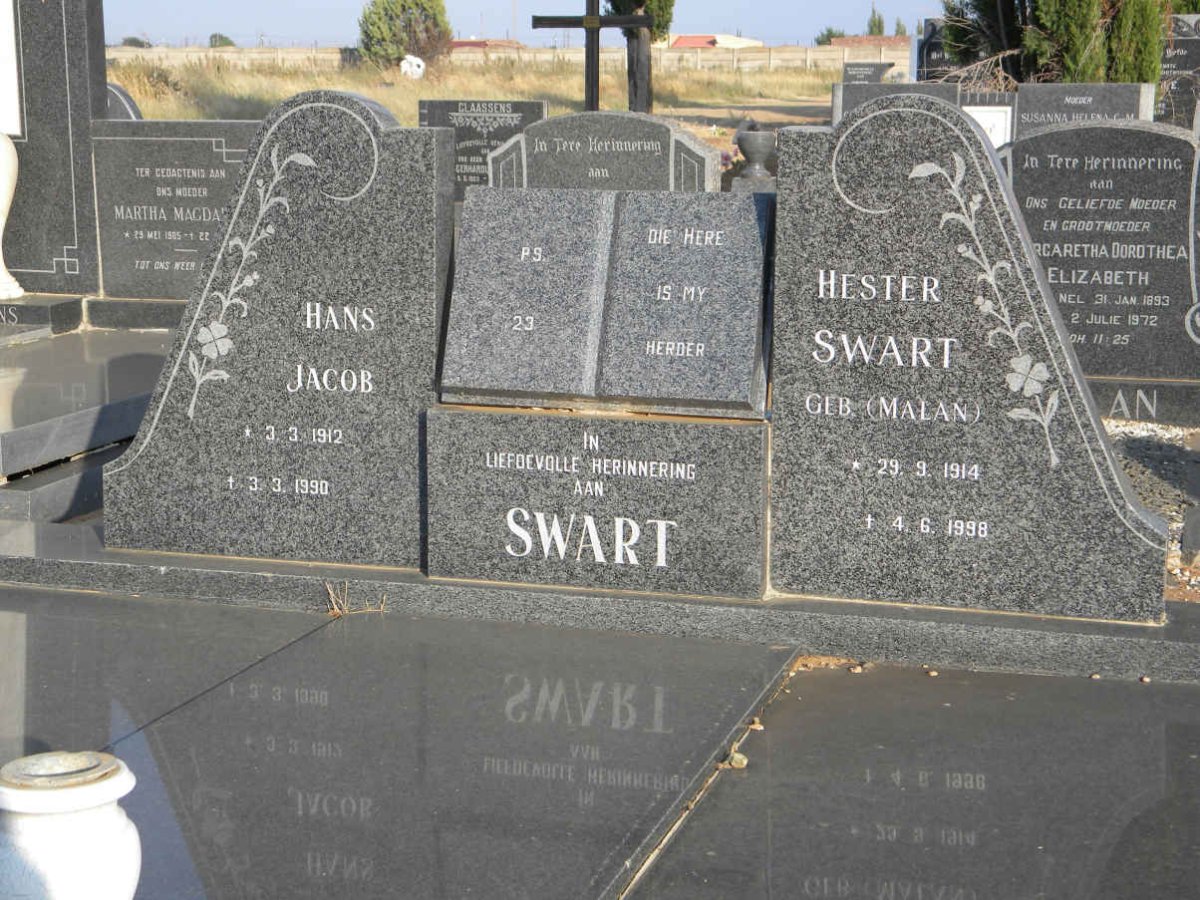 SWART Hans Jacob 1912-1990 &amp; Hester MALAN 1914-1998