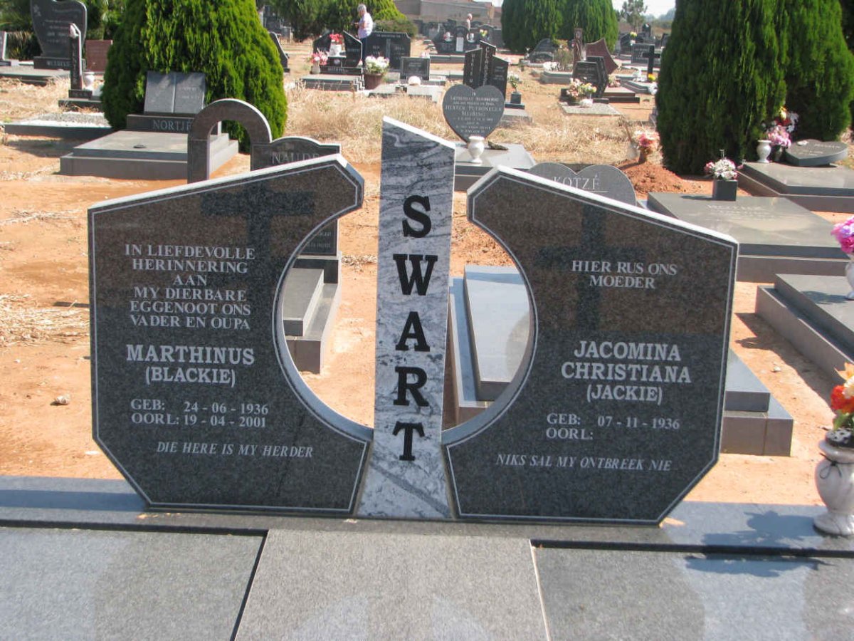 SWART Marthinus 1936-2001 &amp; Jacomina Christiana 1936-