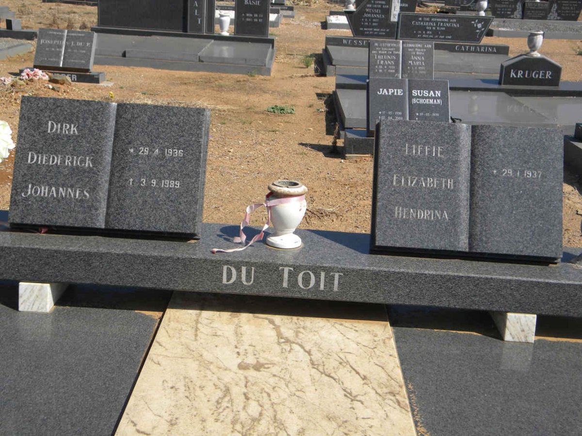 TOIT Diederick Johannes, du 1936-1989 &amp; Elizabeth Hendrina 1937-