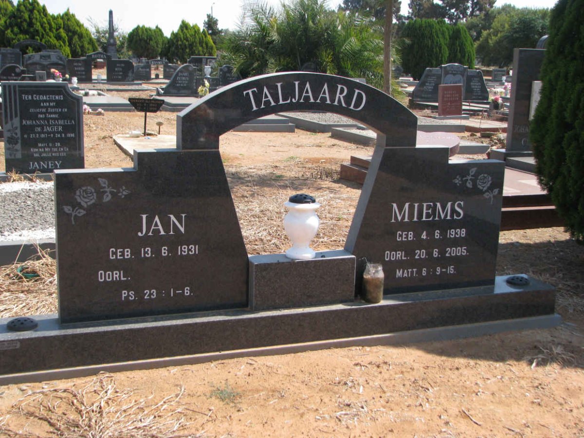 TALJAARD Jan 1831- &amp; Miems 1938-2005