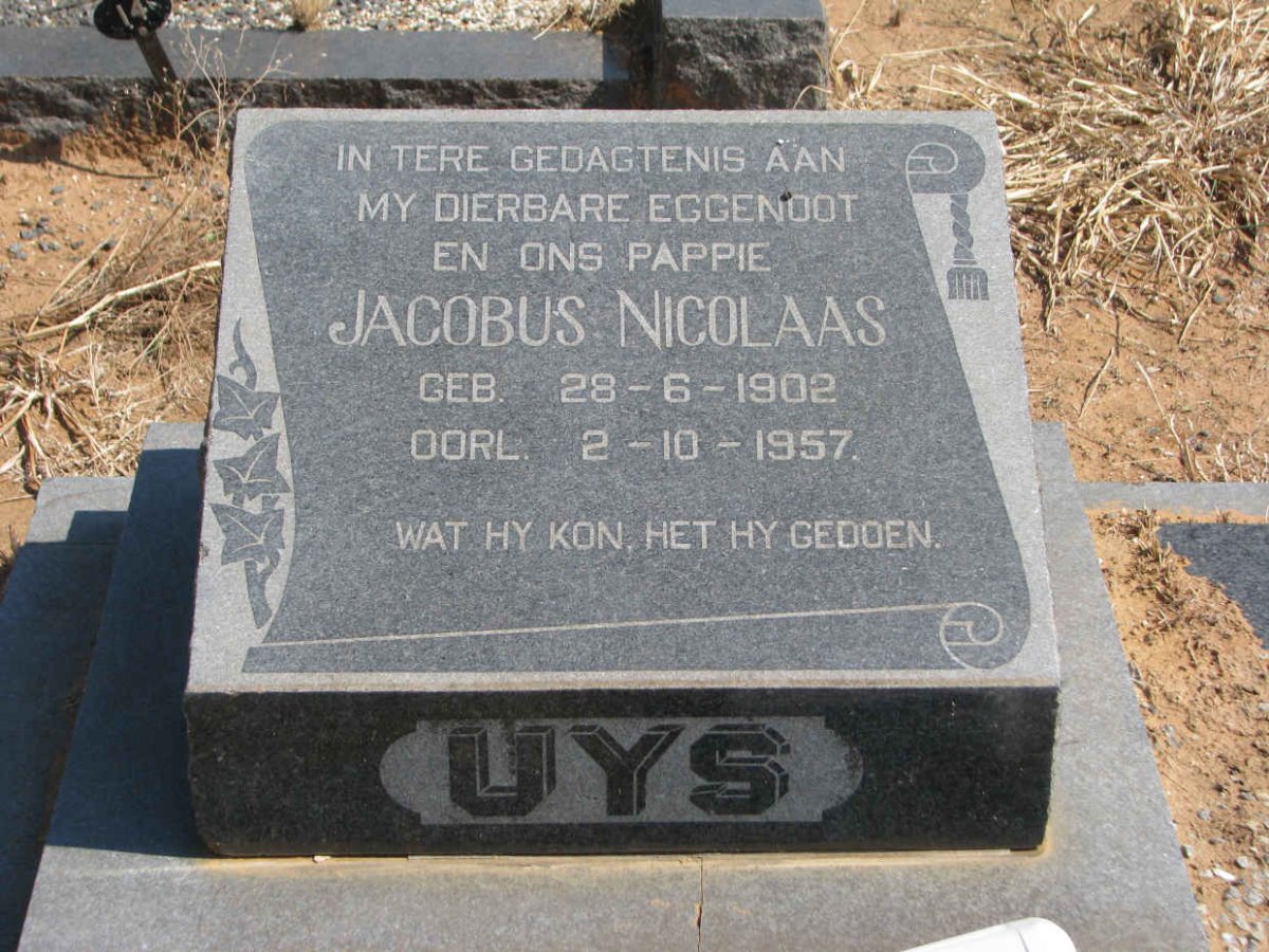 UYS Jacobus Nicolaas 1902-1957