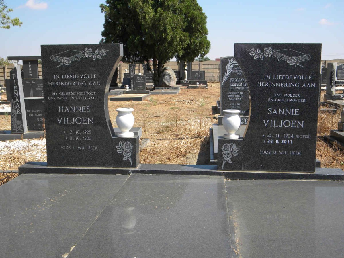 VILJOEN Hannes 1925-1983 &amp; Sannie KOTZE 1924-2011