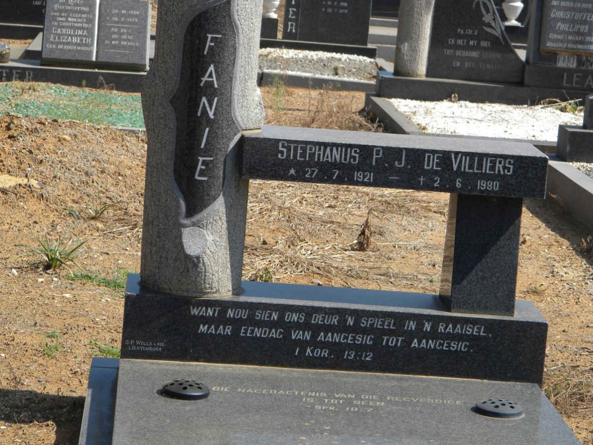 VILLIERS Stephanus P.J., de 1921-1980