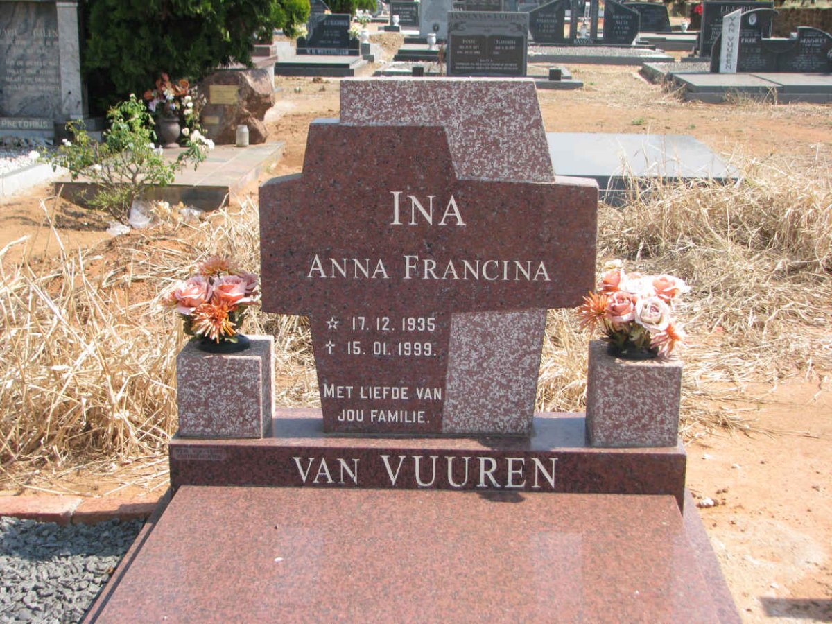 VUUREN  Anna Francina, van 1935-1999