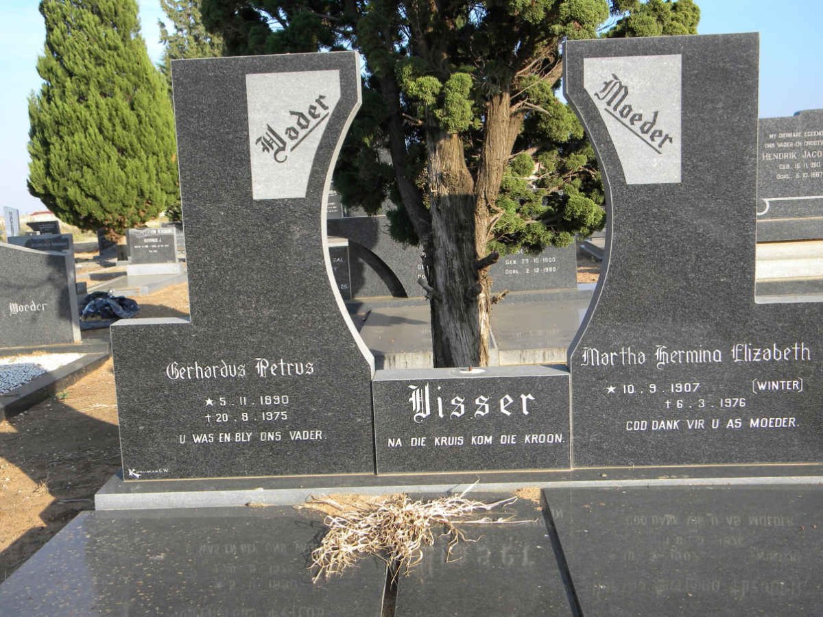VISSER Gerhardus Petrus 1890-1975 &amp; Martha Hermina Elizabeth WINTER 1907-1976