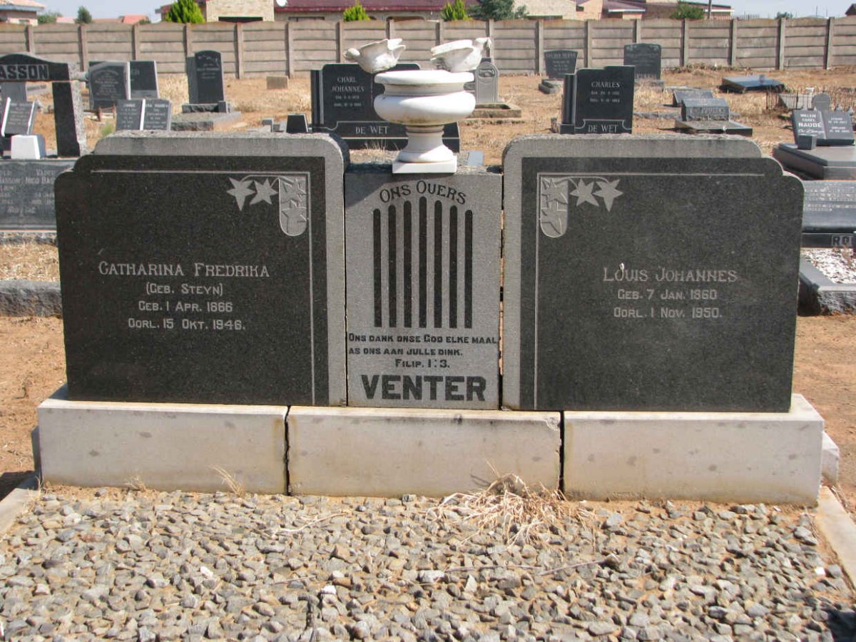 VENTER Louis Johannes 1860-1950 &amp; Catharina Fredrika STEYN 1866-1946