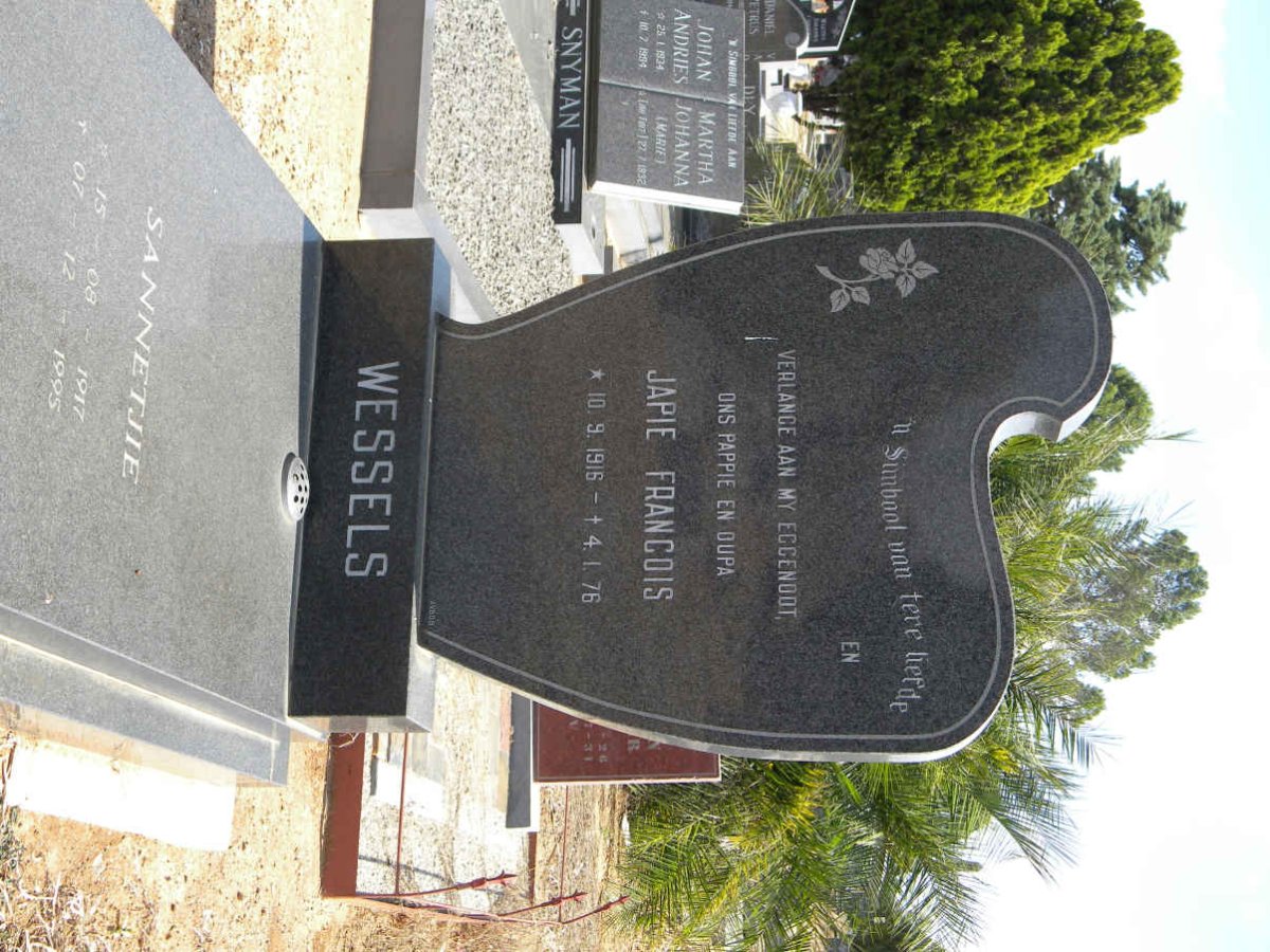WESSELS Japie Francois 1916-1976 &amp; Sannetjie 1917-1995