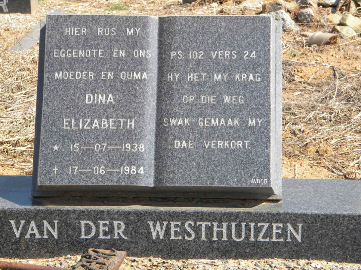 WESTHUIZEN Dina Elizabeth, van der 1938-1984