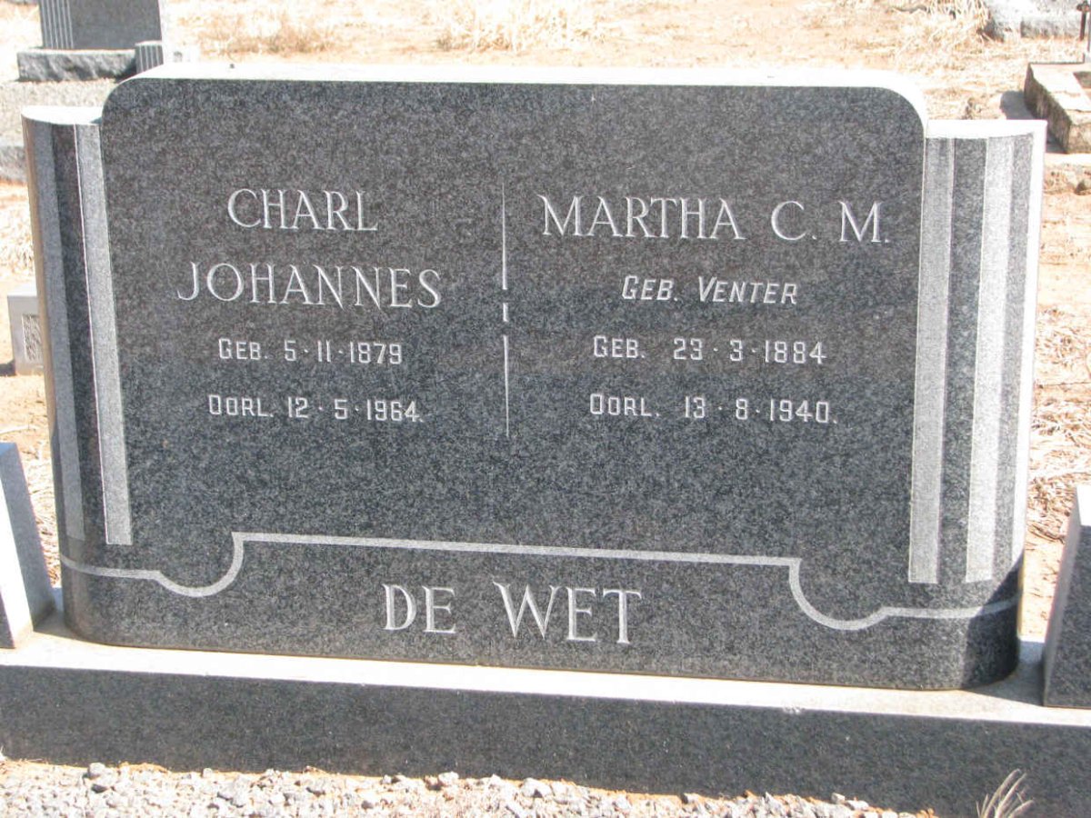 WET Charl Johannes, de 1879-1964 &amp; Martha C.M. VENTER 1884-1940