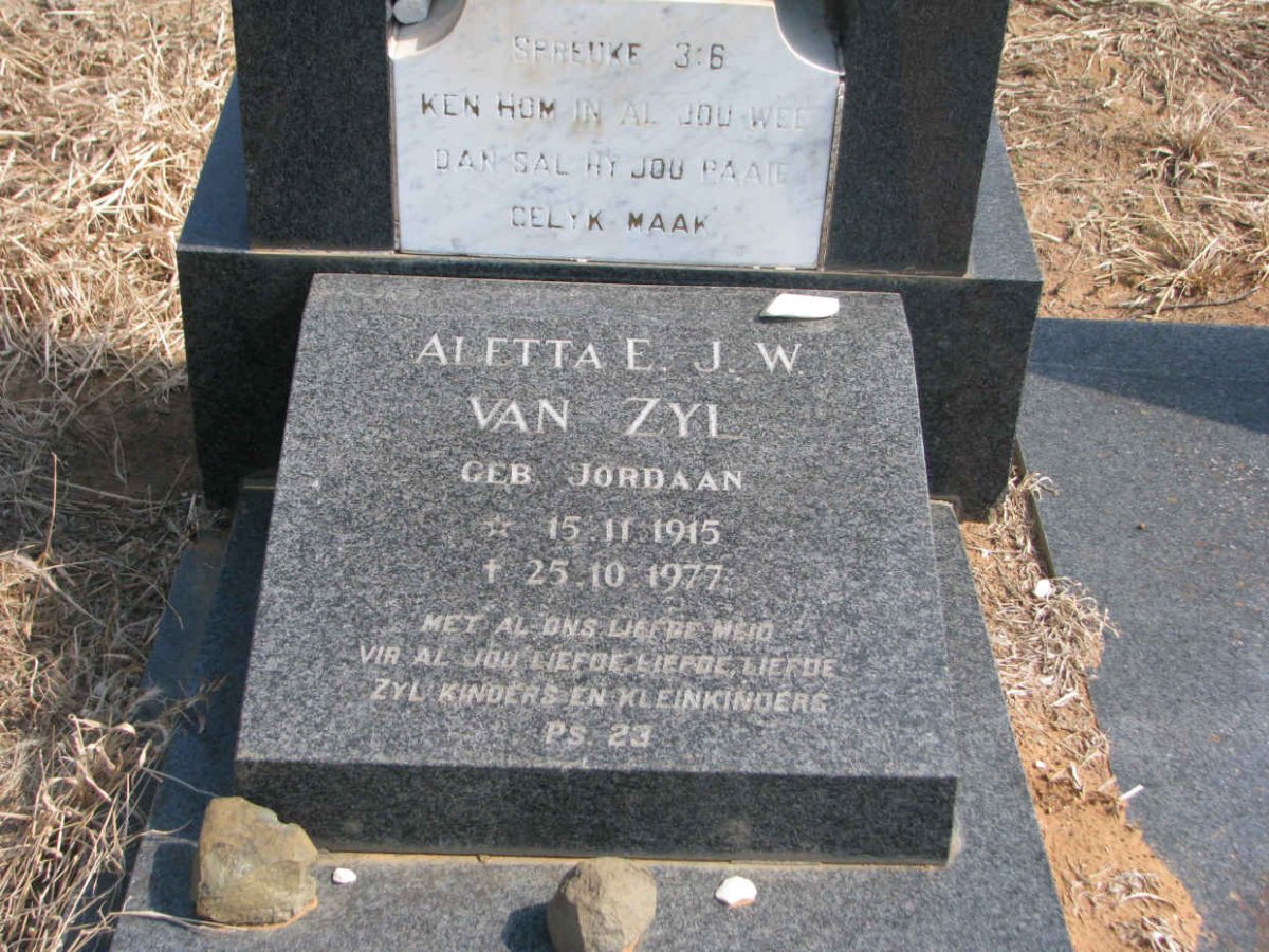 ZYL Aletta E.J.W., van nee JORDAAN 1915-1977