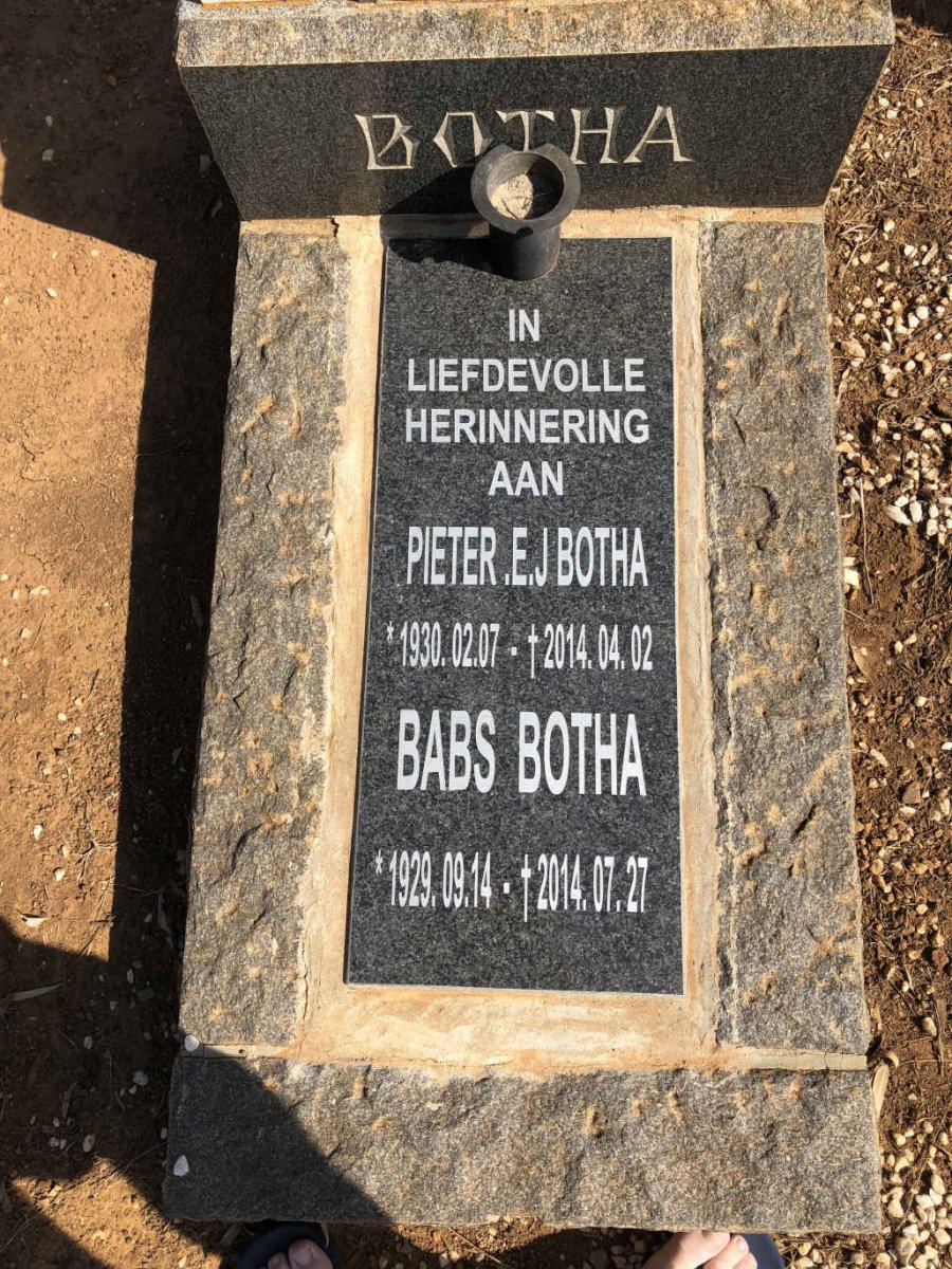 BOTHA Pieter E.J. 1930-2014 &amp; Babs 1929-2014