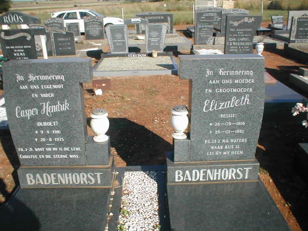 BADENHORST Casper Hendrik 1916-1975 &amp; Elizabeth 1916-1981