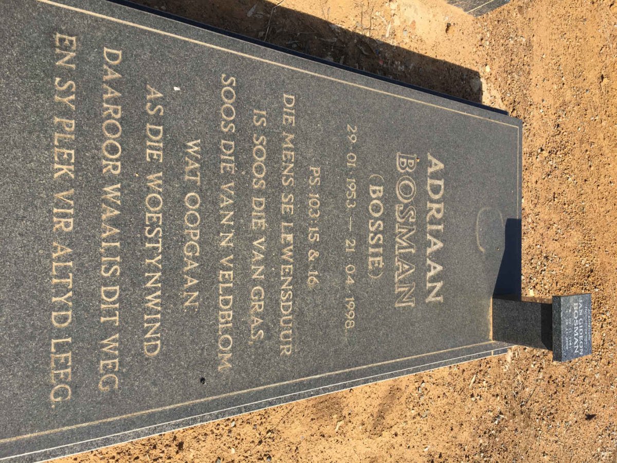 BOSMAN Adriaan 1953-1998 :: BOSMAN Jan Gideon 1981-2009