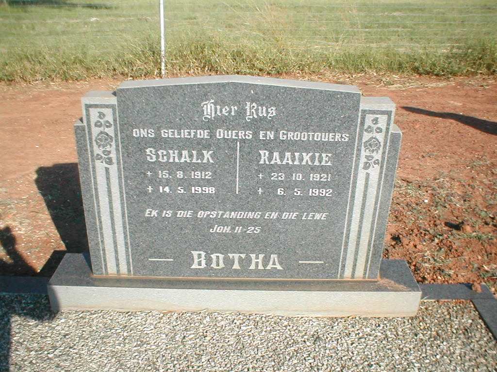 BOTHA Schalk 1912-1998 &amp; Raaikie 1921-1992