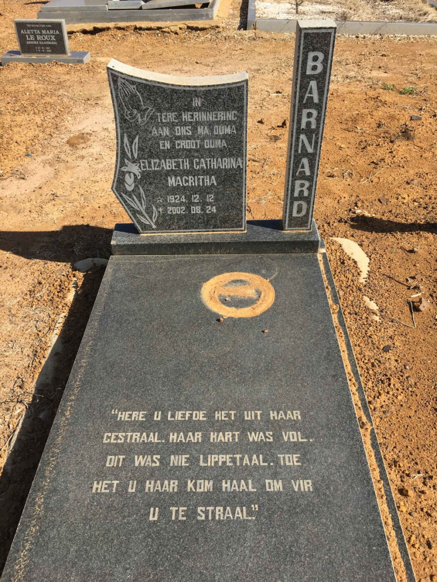 BARNARD Elizabeth Catharina Magritha 1924-2002
