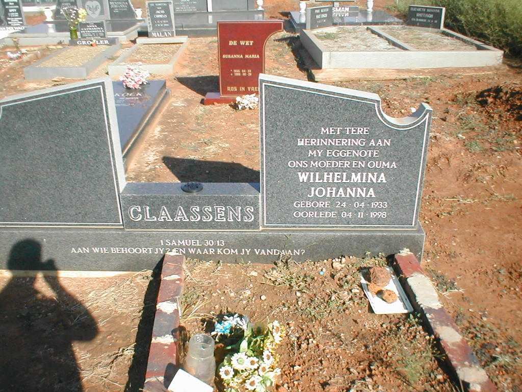 CLAASSENS Wilhelmina Johanna 1933-1998