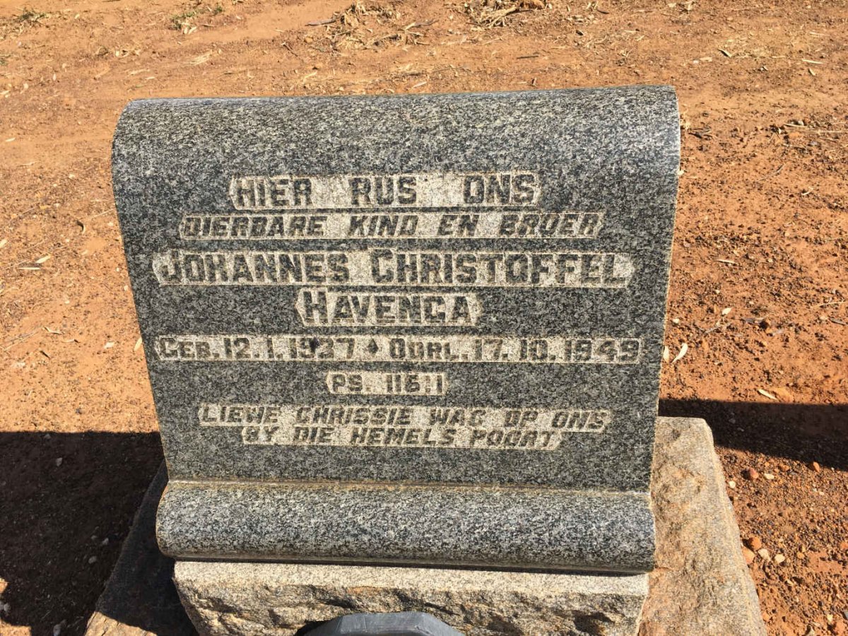 HAVENGA Johannes Christoffel 1937-1949