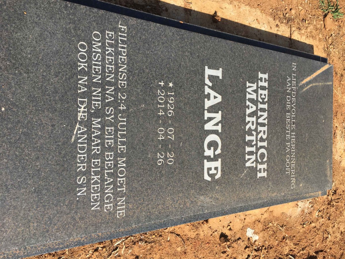 LANGE Heinrich Martin 1926-2014