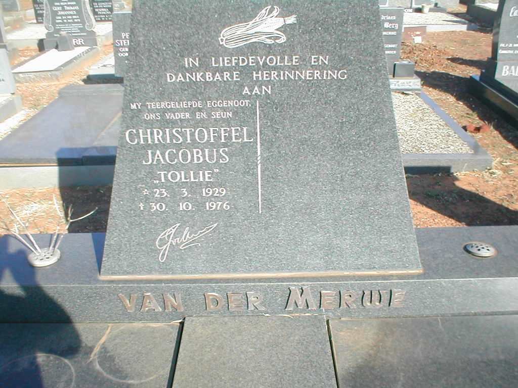 MERWE Christoffel Jacobus, van der 1929-1976