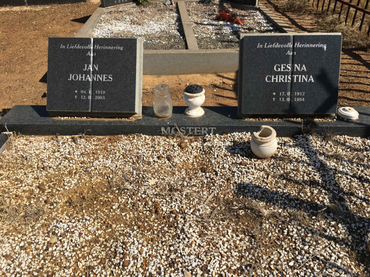 MOSTERT Jan Johannes 1919-2003 &amp; Gesina Christina 1912-1994
