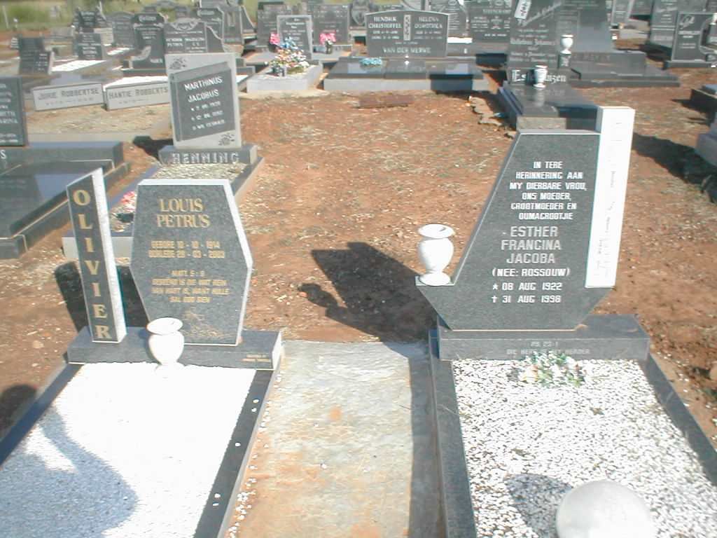 OLIVIER Louis Petrus 1914-2003 &amp; Esther Francina Jacoba ROSSOUW 1922-1998