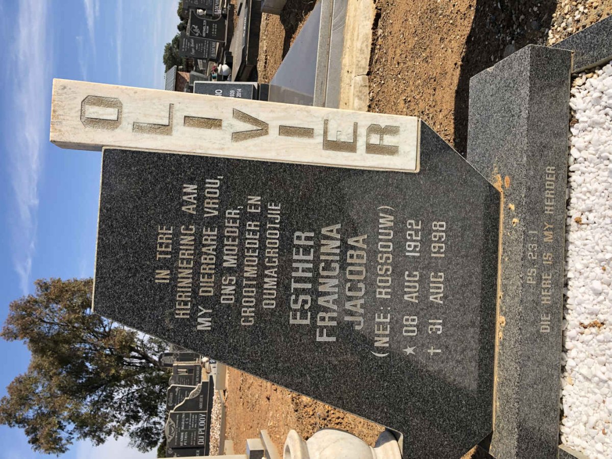 OLIVIER Esther Francina Jacoba nee ROSSOUW 1922-1998