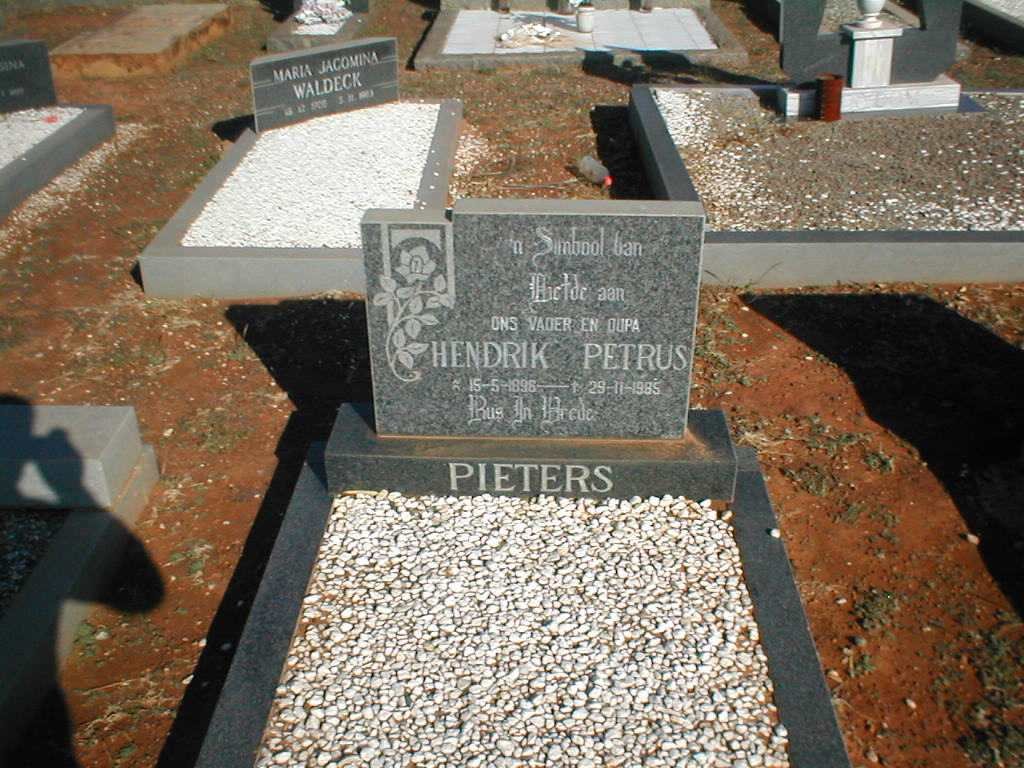 PIETERS Hendrik Petrus 1896-1985