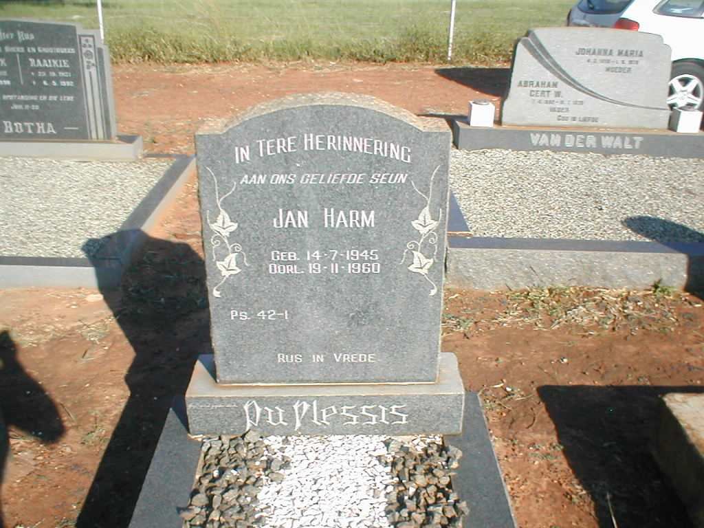 PLESSIS Jan Harm, du 1945-1960
