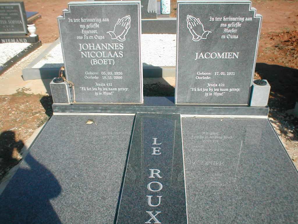 ROUX  Johannes Nicolaas, le 1926-2000 &amp; Jacomien 1931-