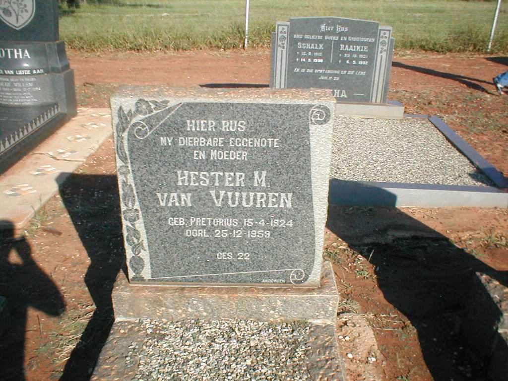 VUUREN Hester M., van nee PRETORIUS 1924-1959