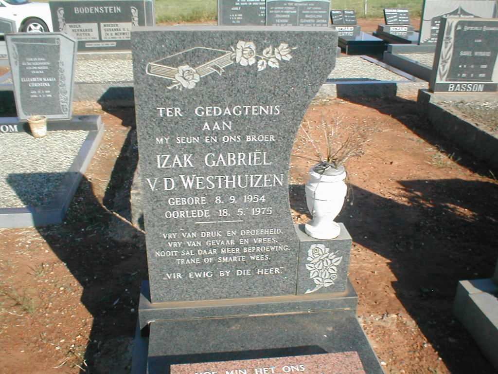 WESTHUIZEN Izak Gabriel, van der 1954-1975