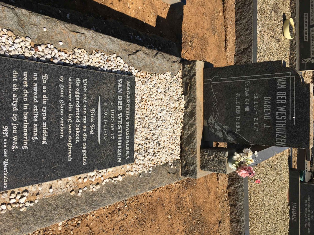 WESTHUIZEN Barend J., van der 1906-1967 &amp; Magaretha Magdalena 1920-2011