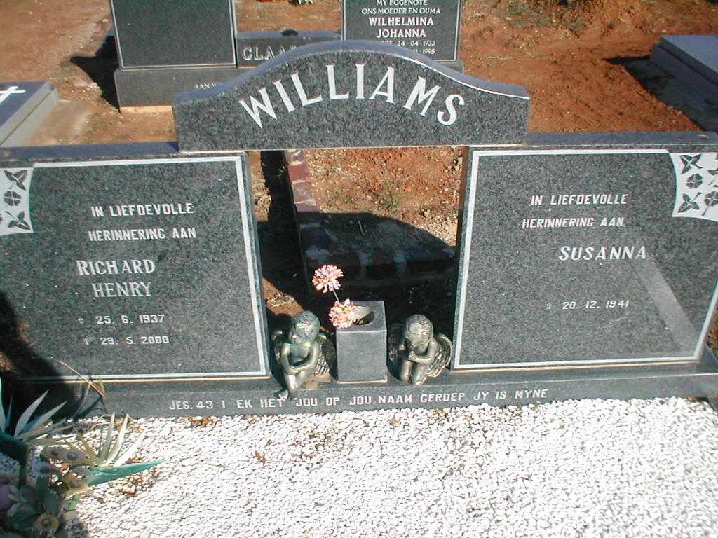 WILLIAMS Richard Henry 1937-2000 &amp; Susanna 1941
