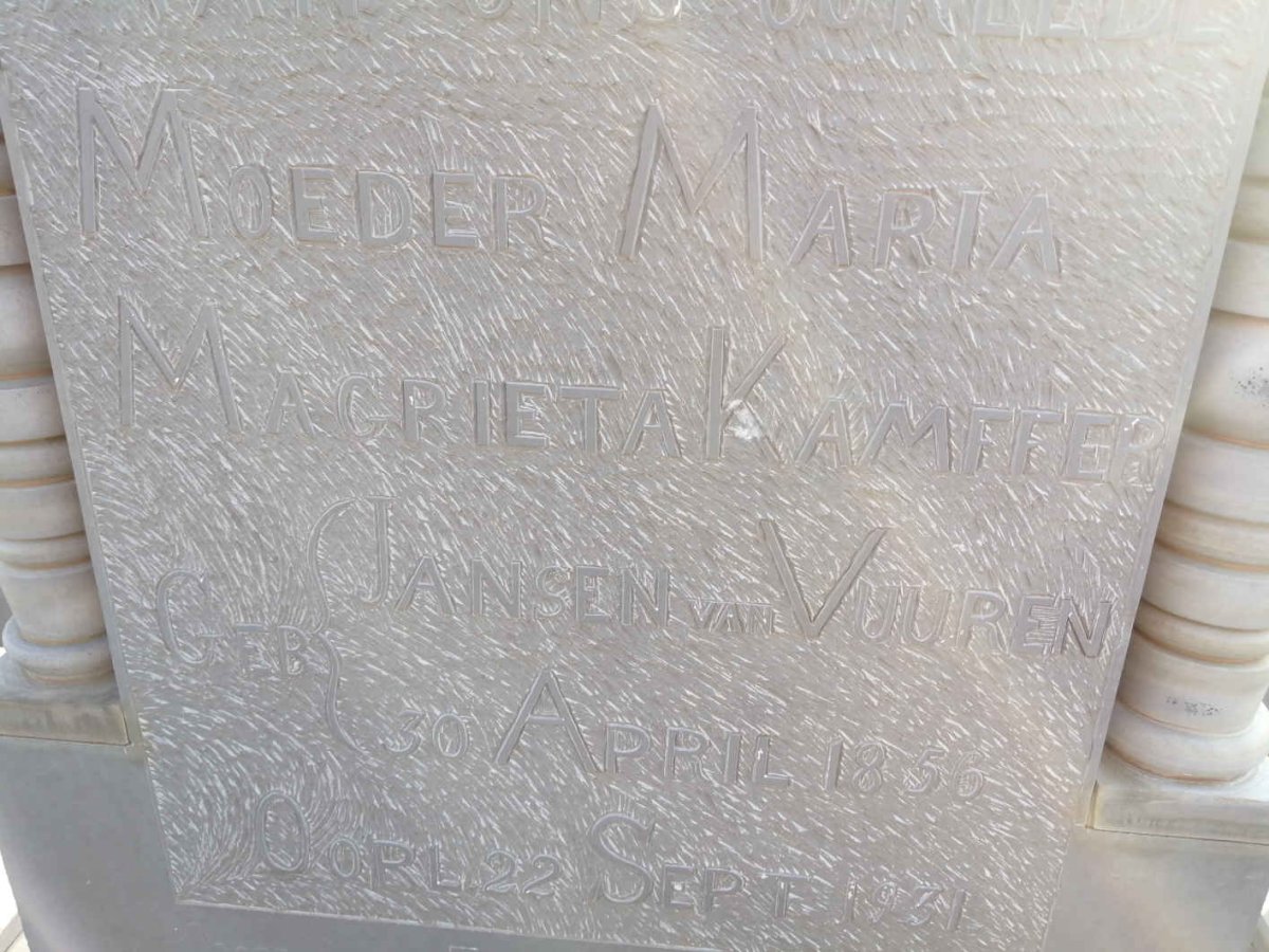 KAMFFER Maria Magrieta nee JANSEN VAN VUUREN 1856-1931