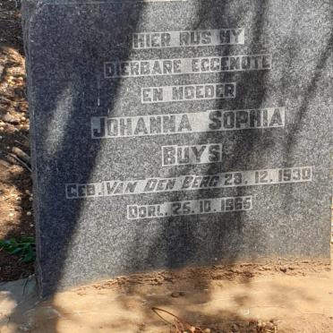 BUYS Johanna Sophia nee VAN DEN BERG 1930-1965