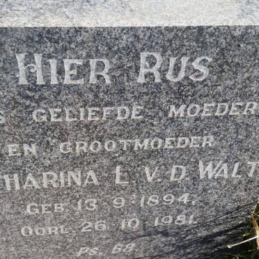 WALT Catharina L., v.d. 1894-1981