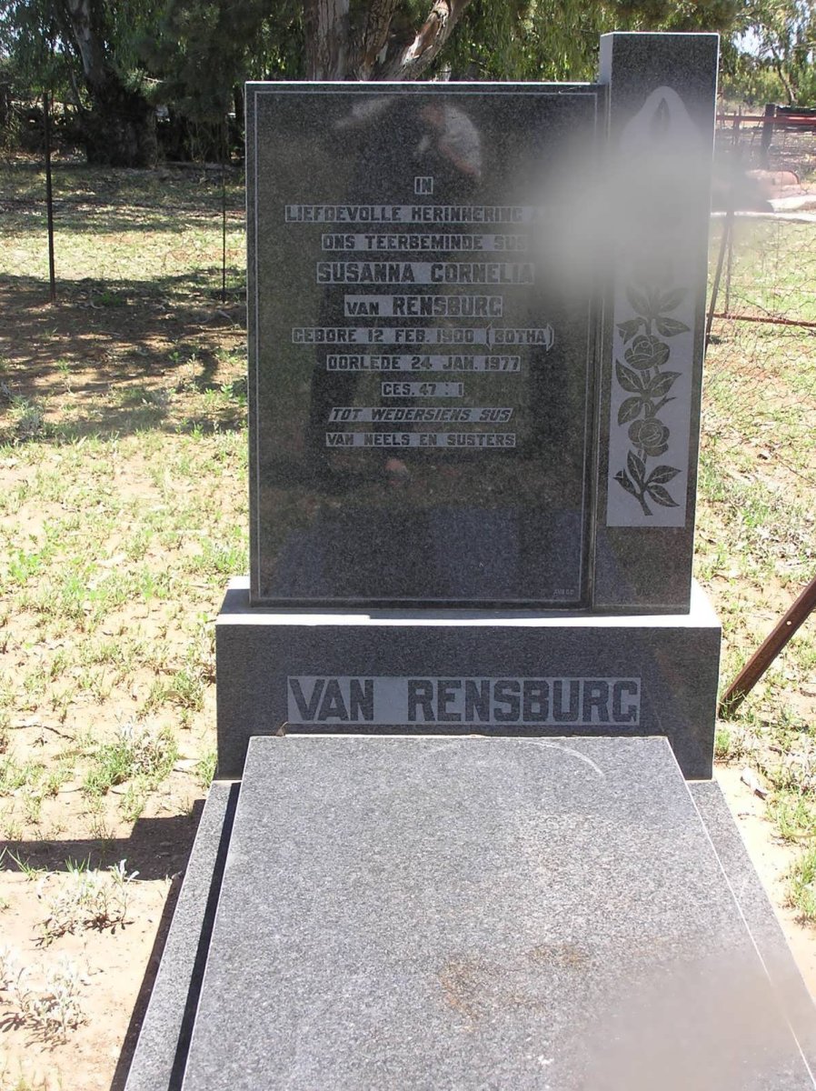 RENSBURG Susanna Cornelia, van nee BOTHA 1900-1977