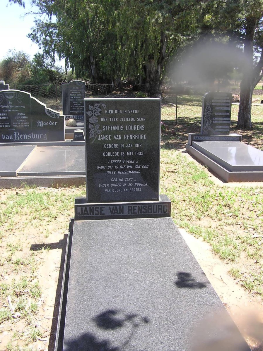 RENSBURG Stefanus Lourens, Janse van 1912-1933