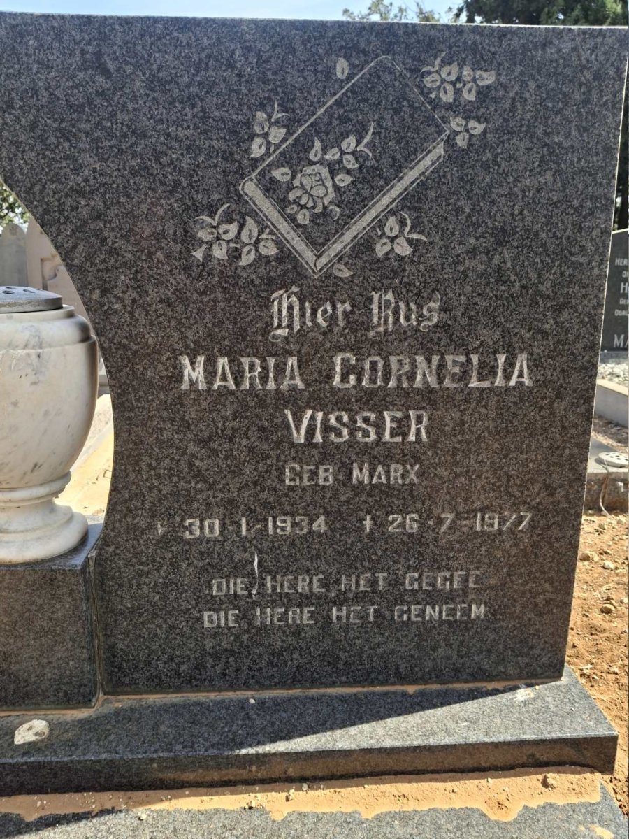 VISSER Maria Cornelia nee MARX 1934-1977