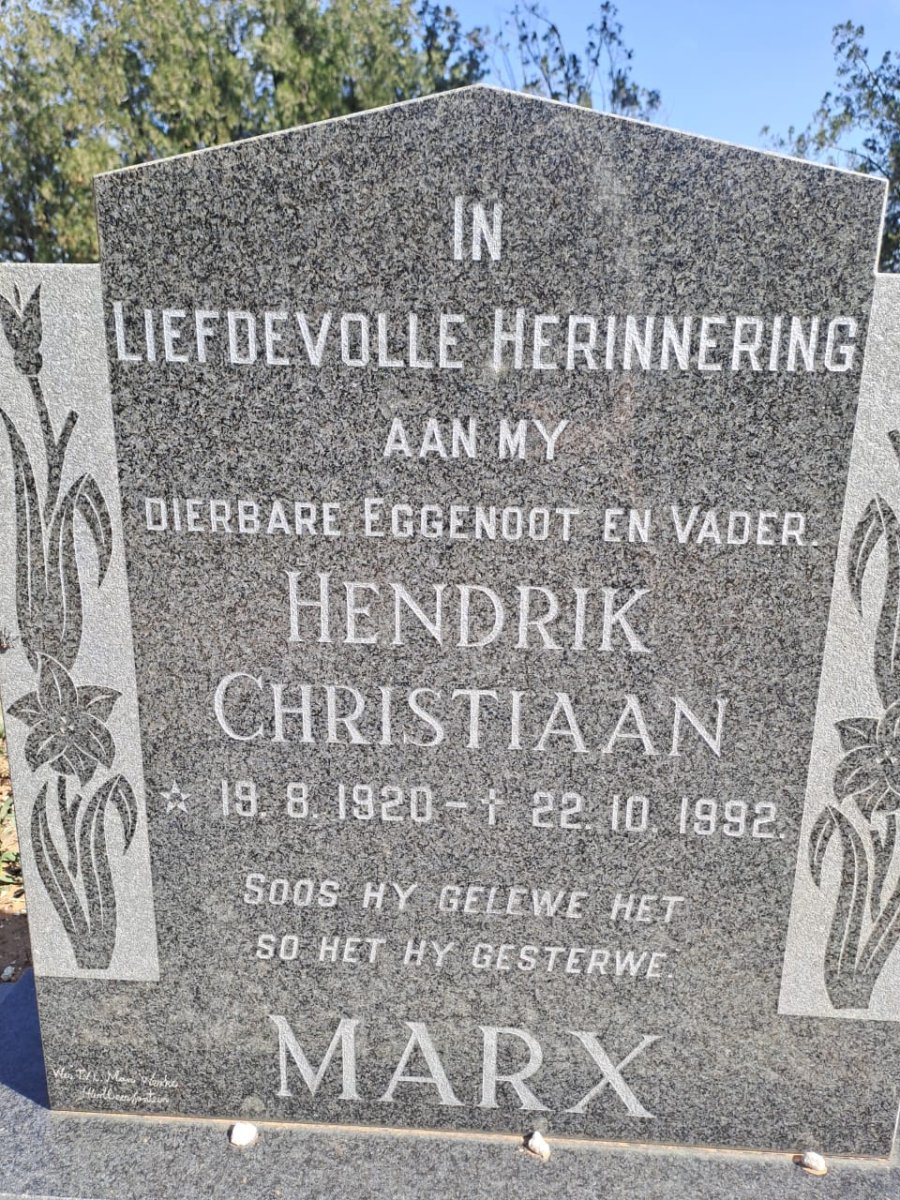 MARX Hendrik Christiaan 1920-1992