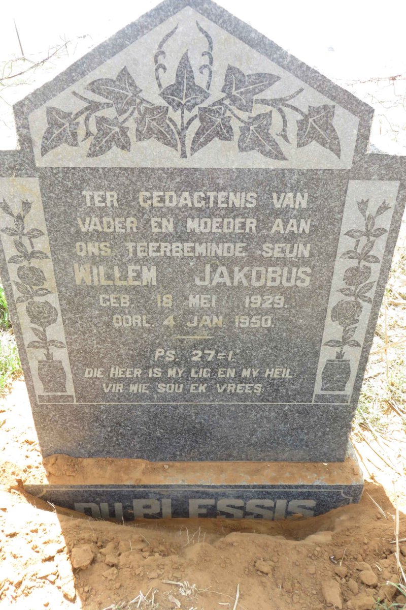 PLESSIS Willem Jakobus, du 1929-1950 