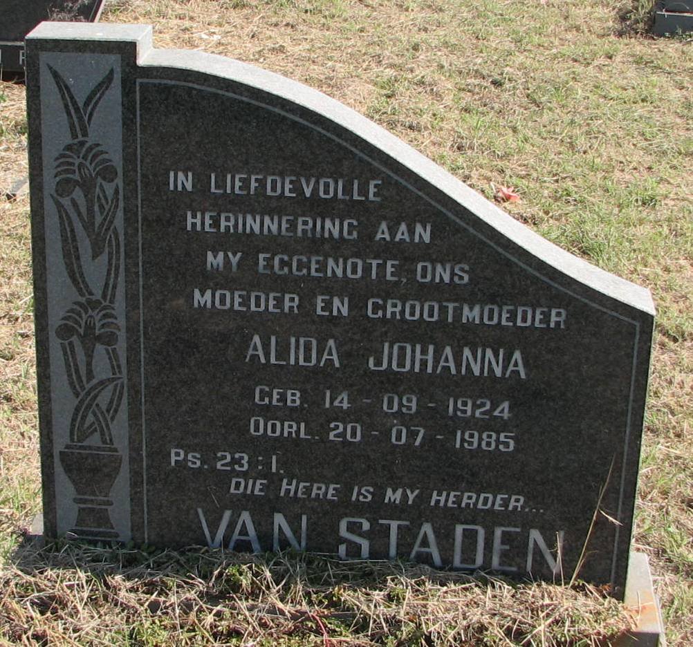 STADEN Alida Johanna, van 1924-1985 