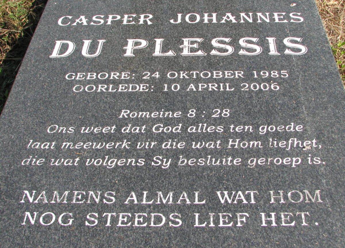 PLESSIS Casper Johannes, du 1985-2006