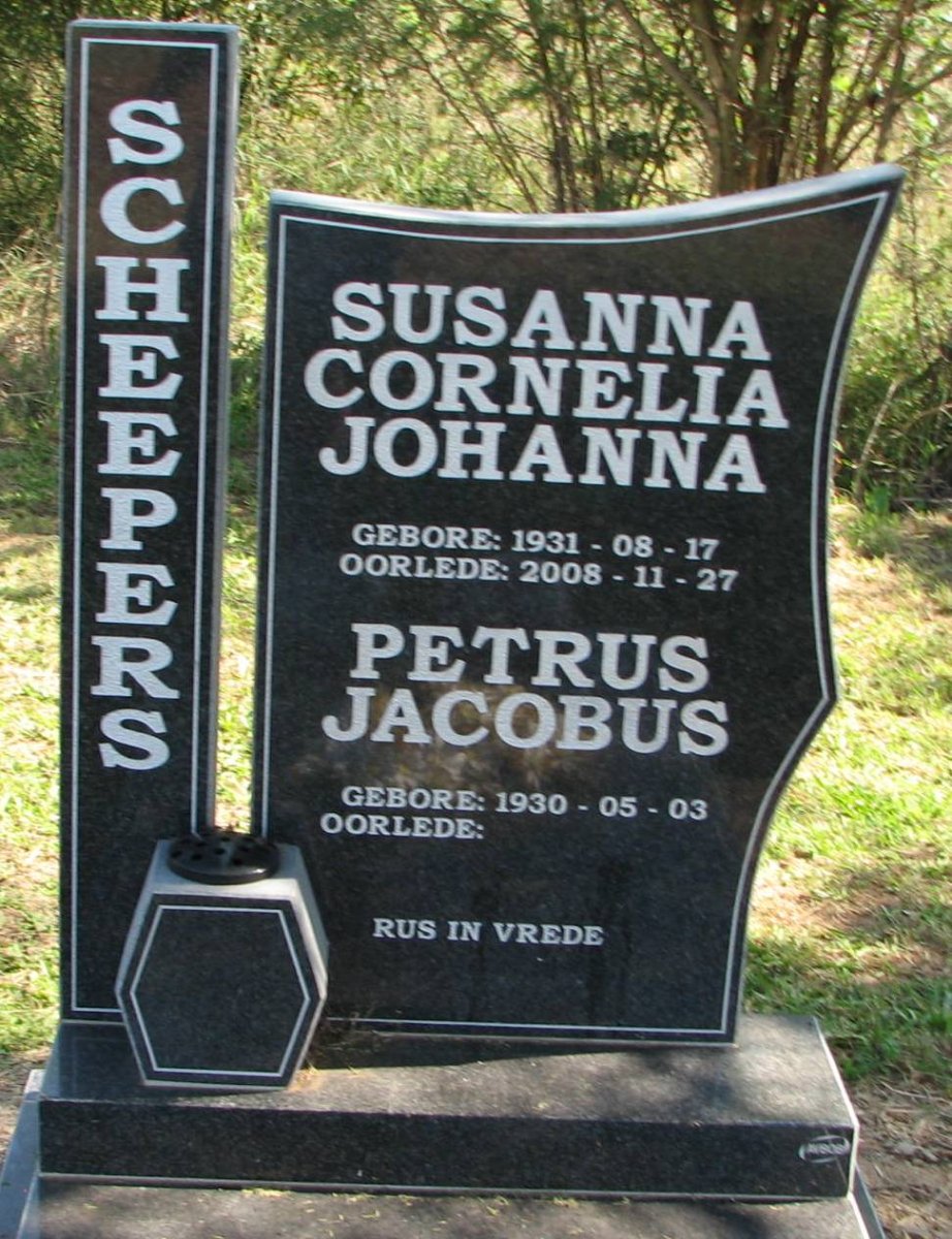 SCHEEPERS Petrus Jacobus 1930- &amp; Susanna Cornelia Johanna 1931-2008