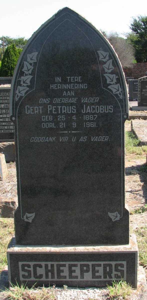 SCHEEPERS Gert Petrus Jacobus 1887-1961