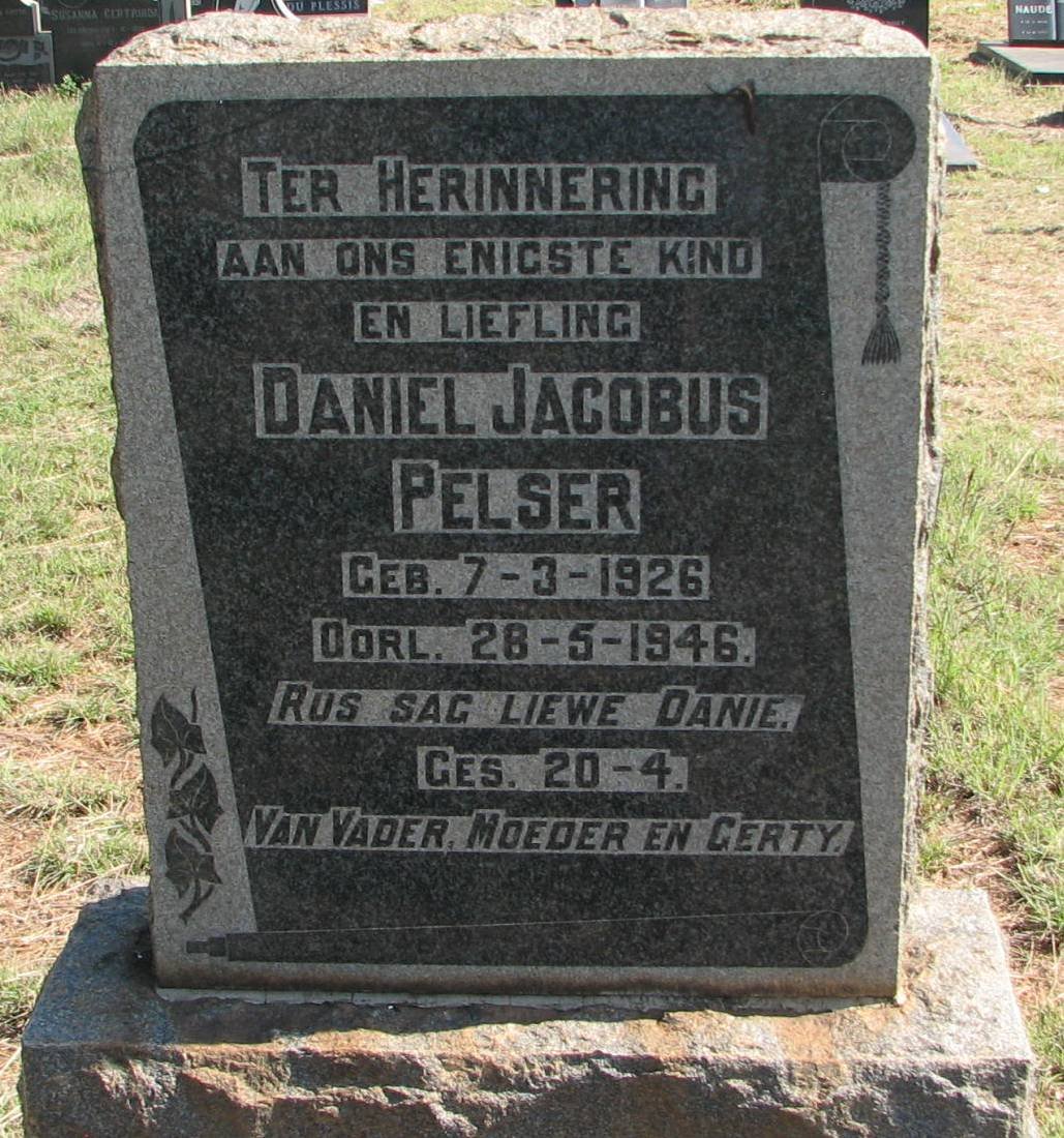PELSER Daniel Jacobus 1926-1946