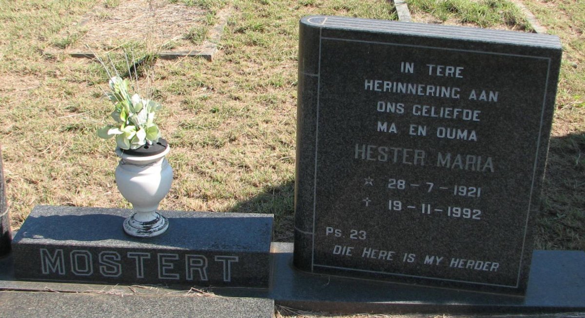 MOSTERT Matthys Gerhardus 1908-1985 &amp; Hester Maria 1921-1992